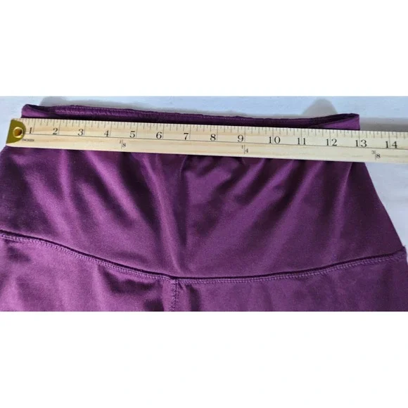 Reebok Womens High Waisted Logo Leggings Plum Purple Metallic Silver Size Medium - Picture 3 of 7